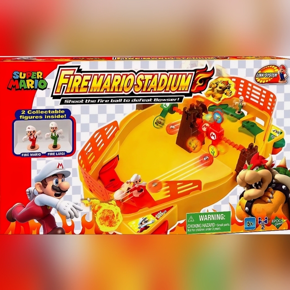🔥EPOCH GAMES- NEW FIRE MARIO  STADIUM W/ MARIO + LUIGI FIGURINES-NEVER OPENED! - Picture 1 of 10